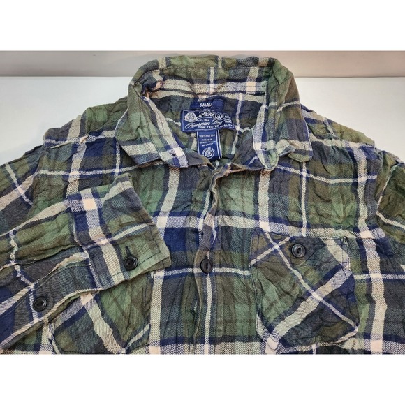 American Rag Other - American‎ Rag Plaid Flannel Shirt Mens Small Green Blue Long Sleeve Button Up